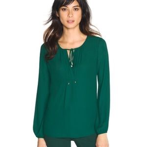 White House Black Market / Pleat Neck Tie Blouse